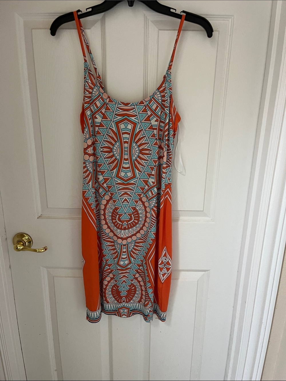 VENUS Orange Geometric Print Mini Slip Dress